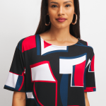 Women's Black Geo Print T-Shirt Dress