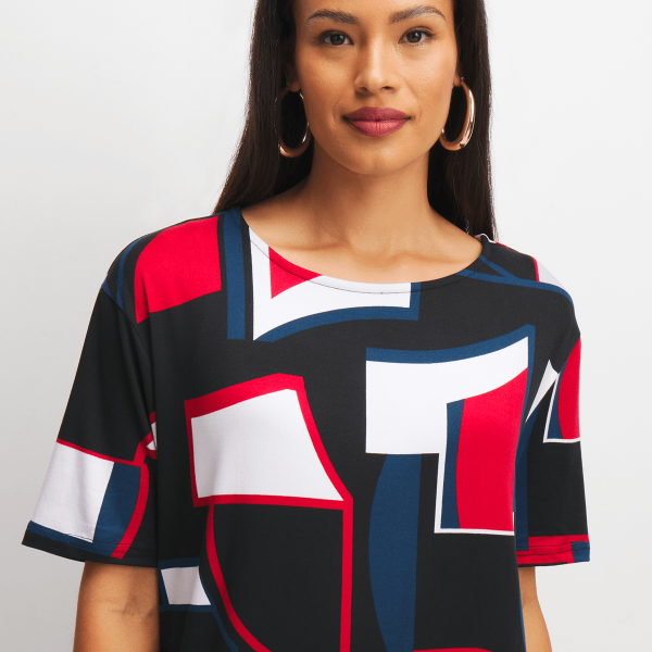 Women's Black Geo Print T-Shirt Dress