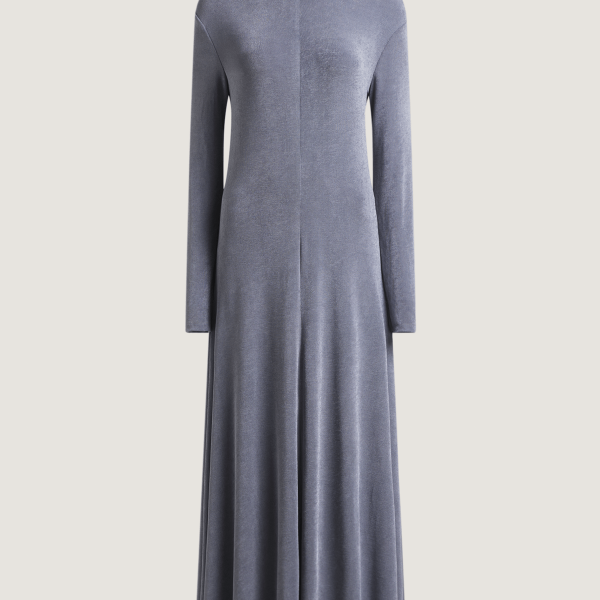 Women's Iconography Funnel Neck Fit & Flare Maxi Dress Slate Grey