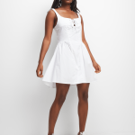 Women's White Bask Lace Up Mini Dress