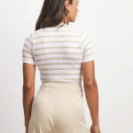 Women's White & Natural Stripe Seamless T-Shirt