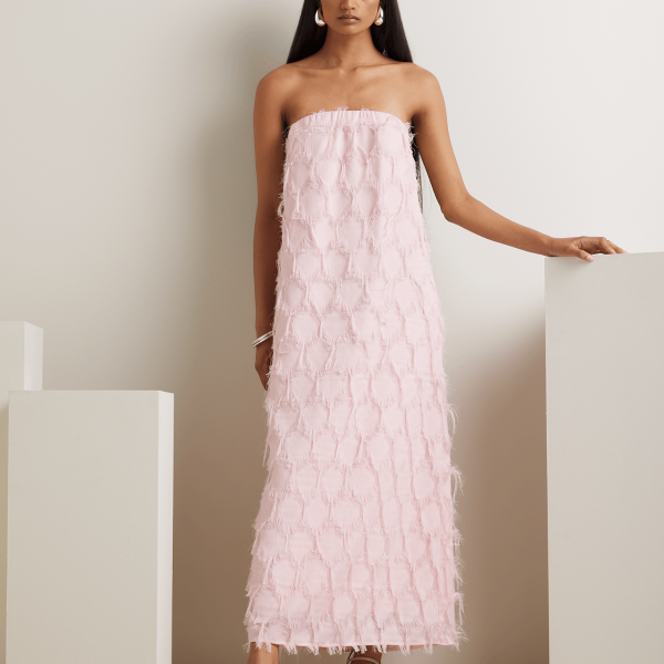 Women's Iconography Eyelash Strapless Column Maxi Dress