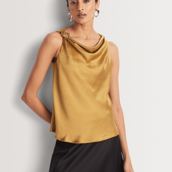 Luella Gold Trim Draped Shell Top