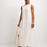 Women's White Trapeze Maxi Dress