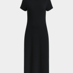 Women's Black Rib Midi T-Shirt Dress