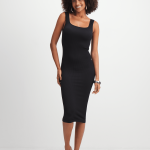 Jet Women's Black Square Neck Seamless Dress