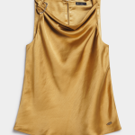 Luella Gold Trim Draped Shell Top