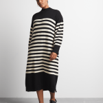 Women's Canvas Striped Cotton Knitwear Column Dress – Striking & Stylish