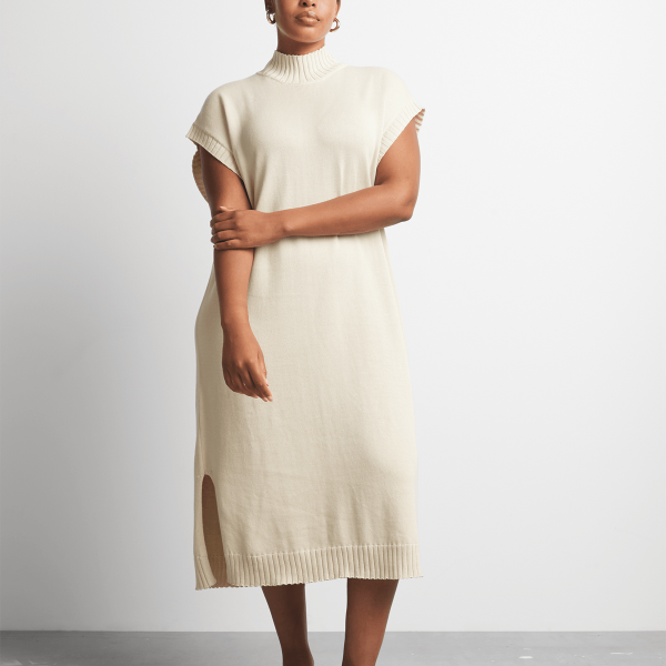 Women's Canvas Sleeveless Cotton Knitwear Column Dress – Summer Chic