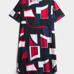 Women's Black Geo Print T-Shirt Dress