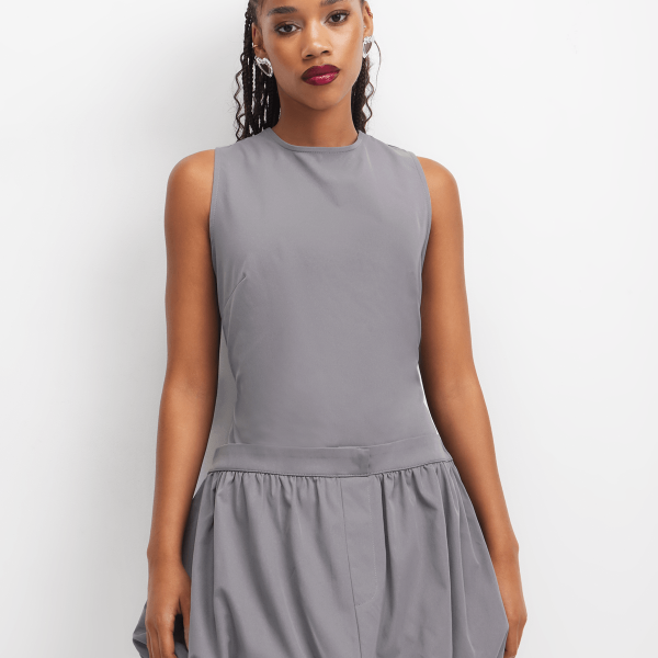 Women's Grey Bubble Shift Mini Dress