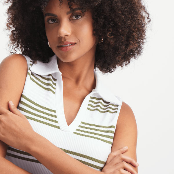 Jet Women's White/Olive Striped Dress