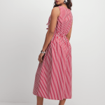 Women's Red & White Striped Front Tie Dress