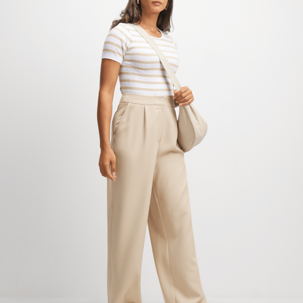 Women's White & Natural Stripe Seamless T-Shirt