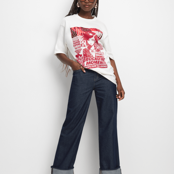 Women's White Gossip Diary Graphic Top