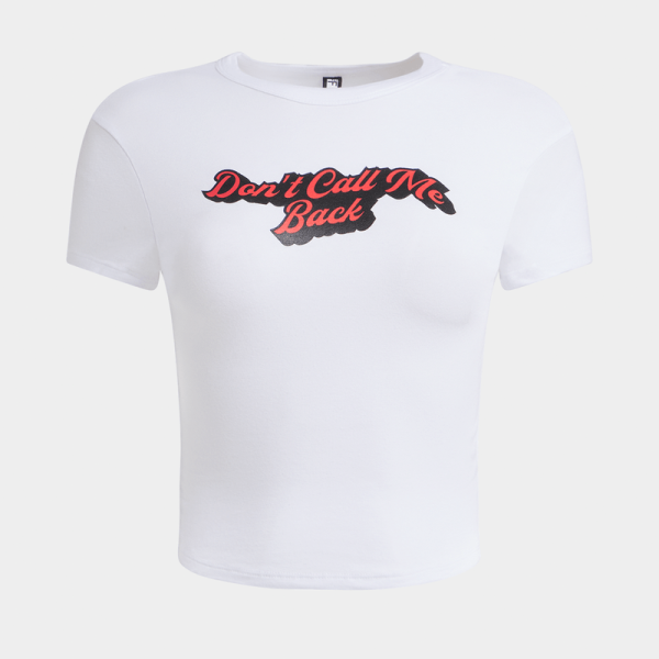 Women's White Baby Top With Print