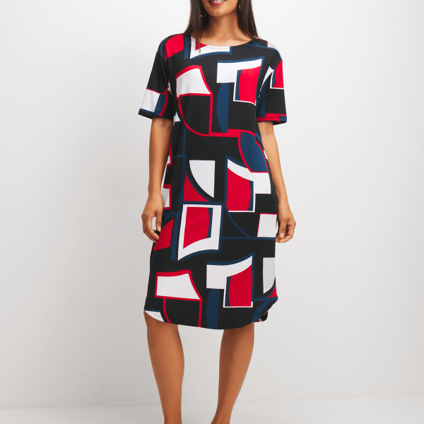 Women's Black Geo Print T-Shirt Dress