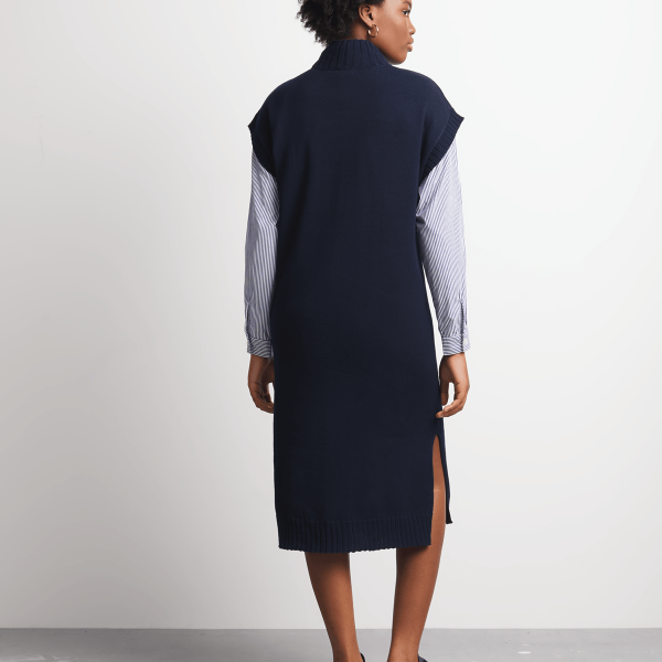 Women's Canvas Cotton Sleeveless Knitwear Column Dress – Effortless Elegance