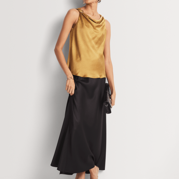 Luella Gold Trim Draped Shell Top