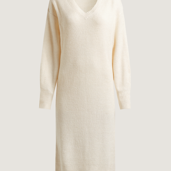 Women's Iconography V-neck Knitwear Dress – Effortlessly Elegant