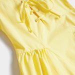 Women's Yellow Poplin Lace-Up Dress