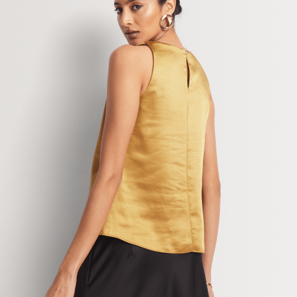 Luella Gold Trim Draped Shell Top