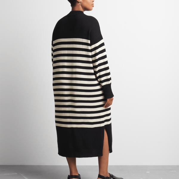 Women's Canvas Striped Cotton Knitwear Column Dress – Striking & Stylish