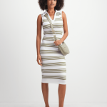 Jet Women's White/Olive Striped Dress