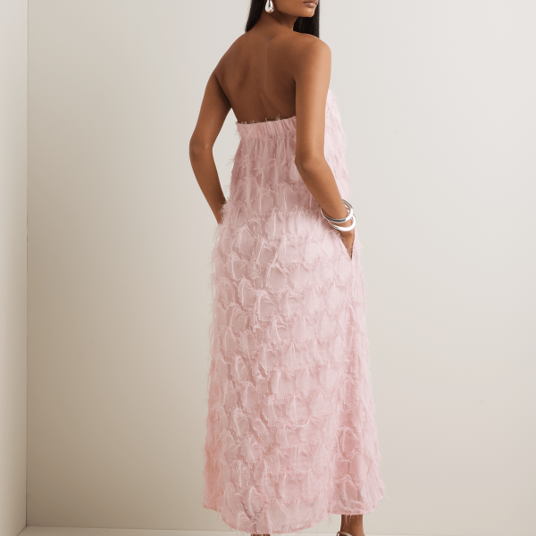 Women's Iconography Eyelash Strapless Column Maxi Dress