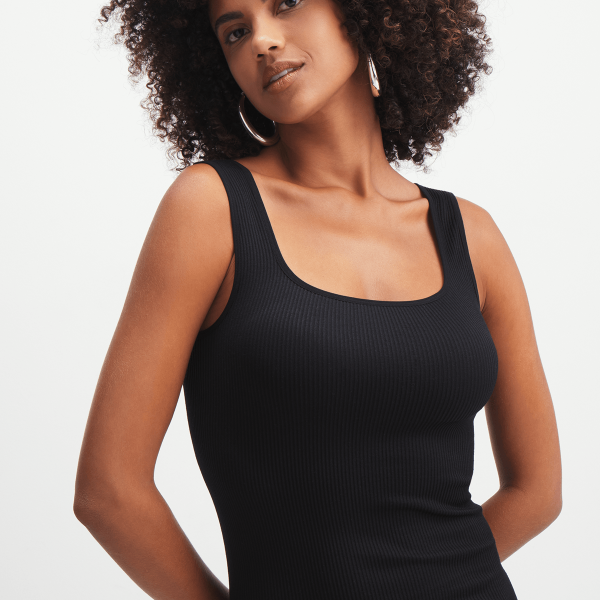 Jet Women's Black Square Neck Seamless Dress
