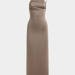 Women's Brown Strappy Asymetric Maxi Dress