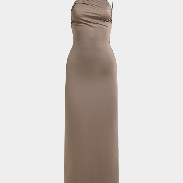 Women's Brown Strappy Asymetric Maxi Dress