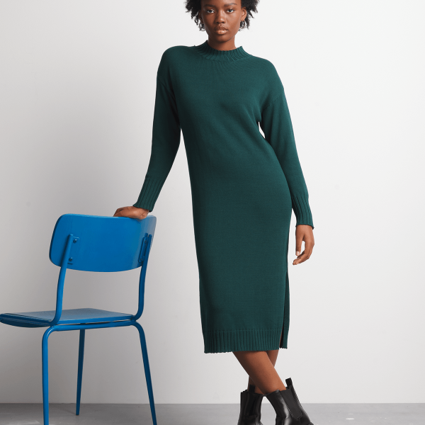 Women's Canvas Cotton Knitwear Column Dress – Classic & Comfortable