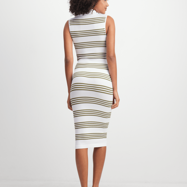 Jet Women's White/Olive Striped Dress